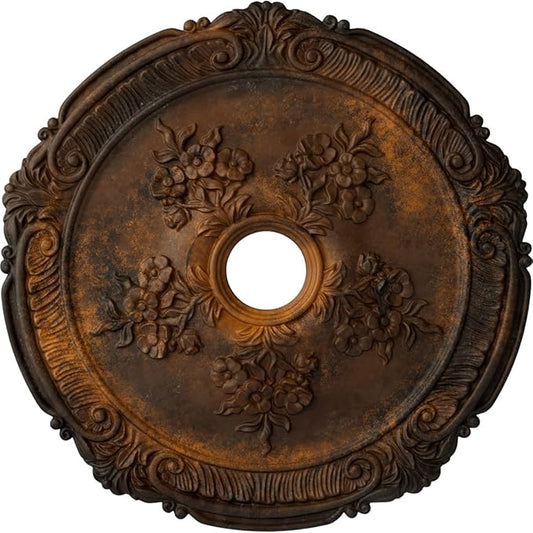 Ekena Millwork CM26ATRUS 26"OD X 3 3/4"ID X 1 1/2"P Attica With Rose Ceiling Medallion Fits Canopies Up To 4 1/2", Rust
