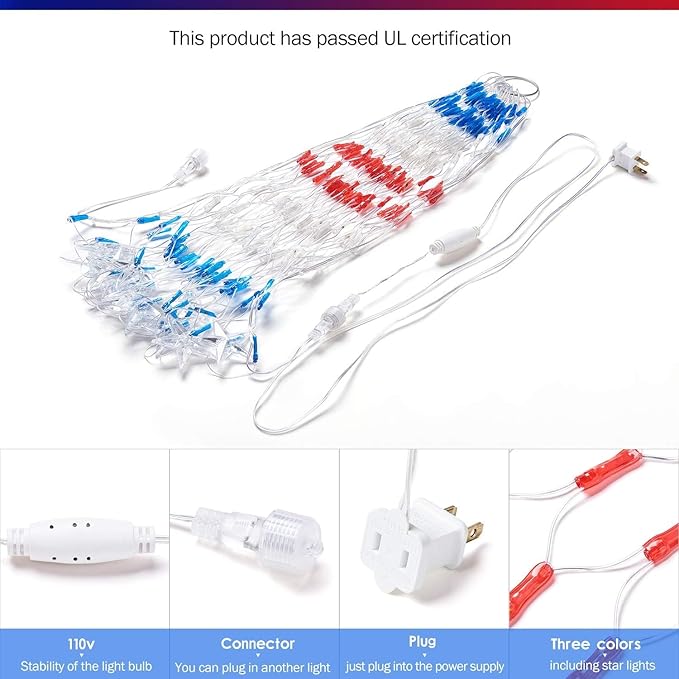 HYH American Flag LED Lights - 47in Patriotic Lights for 4th of July Decorating Indoor and Outdoor Waterproof Half Fan Flag Light for Patriotic LED Lighting Banner House, Garden,Decoration