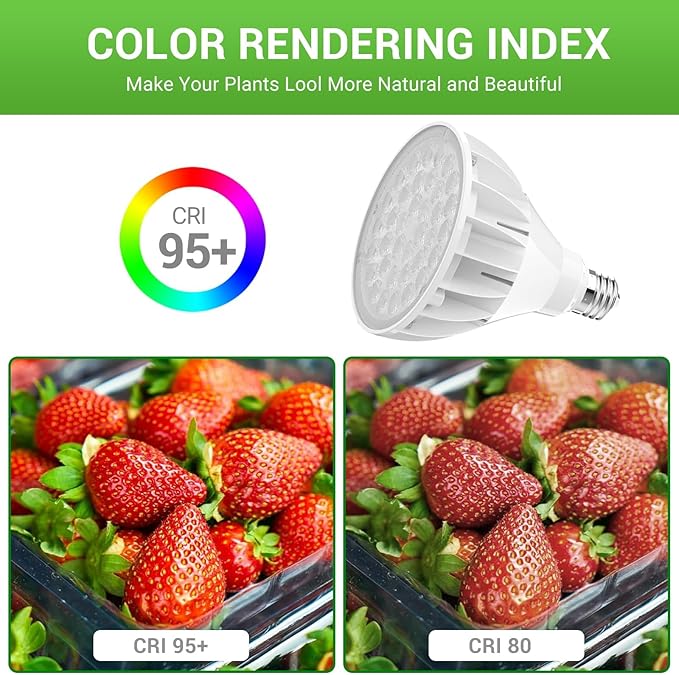 RDJ Bouns Grow Light Bulbs for Indoor Plants, E26 Base, 26W 3422LM (300 Watt Equiv), High PPFD with Optical Lens, CRI98, Seeds and Greens,LED Plant Light Bulb for Growing, Gifts for Gardening Lovers