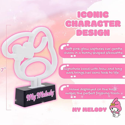 Silver Buffalo Sanrio Hello Kitty and Friends My Melody Neon LED Lamp Room Decor Mood Light, Battery Powered (Requires 2 AA Batteries - Not Included)(Requires 2 AA Batteries - Not Included)