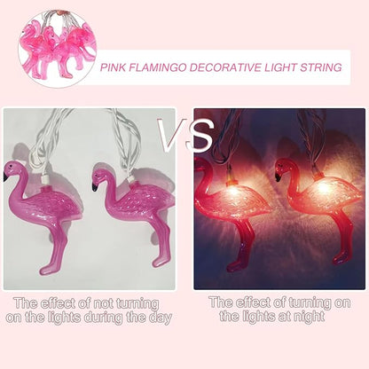 8.5Ft Pink Flamingo Outdoor String Lights, 9ft Summer Patio LED String Lights, Bedroom Birthday Wedding Holiday Summer Theme Outdoor Cute Party Lights, Tropical Party Decoration, Flamingo Decoration