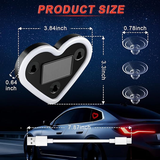 iFunyLED Car LED Interior Lights, Heart-Shaped Ambient Light for Windows, 5 Lighting Modes, Charging Through Type-c and Solar Energy, Car Decorations for Women Men, Pack of 1, (Red)