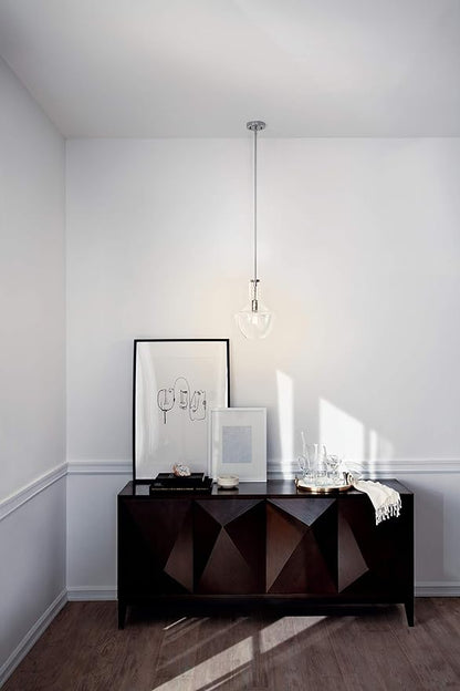 Kichler Everly 15.25" Kitchen Bell Pendant in Chrome, 1-Light Clear Glass Pendant Light, (15.25" H x 10.5" W), 42141CHCLR