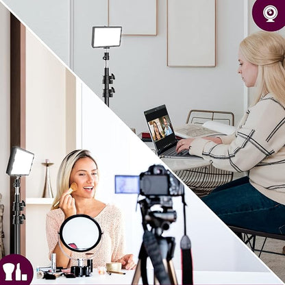 Photography Lighting Kit Dimmable 5600K USB Led Video Studio Streaming Lights with Adjustable Tripod Stand and Color Filters for Table Top/Photo Video Shooting