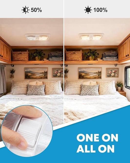 Kohree RV Lights Interior 5PCS, RV LED Ceiling Lights, 12V RV Lights Double Dome Light Fixture with ON/Off Switch for RV Car Trailer Camper Boat, Natural White 4000-4500K, 48X5050SMD