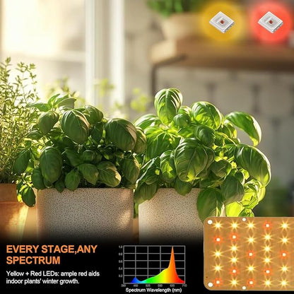 Panel Grow Light for Indoor Plants, 20W Ultra-Thin Full Spectrum LED Grow Light for Shelf & Cabinet, Dimmable with 6/12/16H Timer, Warm White, 2-Pack