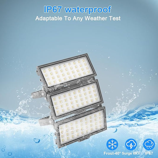 LED Stadium Lights,300Watt LED Flood Lights Outdoor,39000Lumen LED Stadium Flood Light,IP67 Waterproof 6500K Adjustable Angle Exterior Commercial Arena Lights