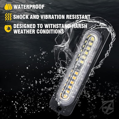 Xprite White Amber 12 LED Emergency Strobe Lights Kit Surface Flush Mount Side Marker Grill Grille Hazard Warning Flashing Light Head for Off-Road Vehicles ATV Trucks Cars - 8PCS