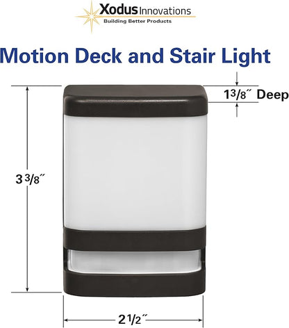 Xodus Innovations BL625-3 Motion Sensing Stair and Deck Light, LED, Battery Operated, Dusk to Dawn Sensor, 30 Seconds or 5 Minutes Brightness Setting, Indoor and Outdoor