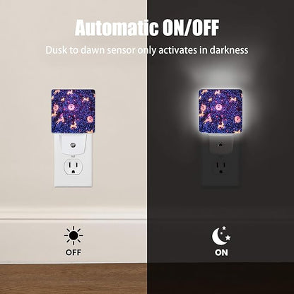 Christamas Decor Night Light, Galaxy Animals Plug into Wall with Dusk to Dawn Light Sensors, Warm Nightlights for Bedroom, Bathroom, Hallway, Kitchen, Gifts Ideal for Boys Girls Women Men
