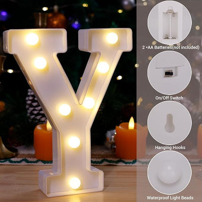 LED Marquee Sign Light Up Letters, Alphabet Light Up Sign, Battery Powered LED Letter Lights for Night Light, Wedding, Birthday, Party, Christmas or Home Decor (Y)