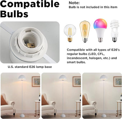 COSYLUX Modern Floor Lamp for Living Room, Industrial Tall Standing Lamp for Bedroom, Metal Shade Reflecting Light Reading Floor Lamp for Office, Nursery Room, Corner(Glossy White)
