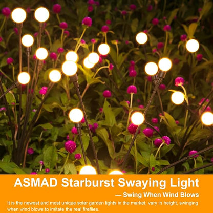 Solar Lights Outdoor(6-Pack, 48 LEDs), ASMAD Solar Garden Lights, Outdoor Decorations, Firefly Light for Patio Decor, Big Bulb, Unique Gifts for Women, Gifts for Grandma