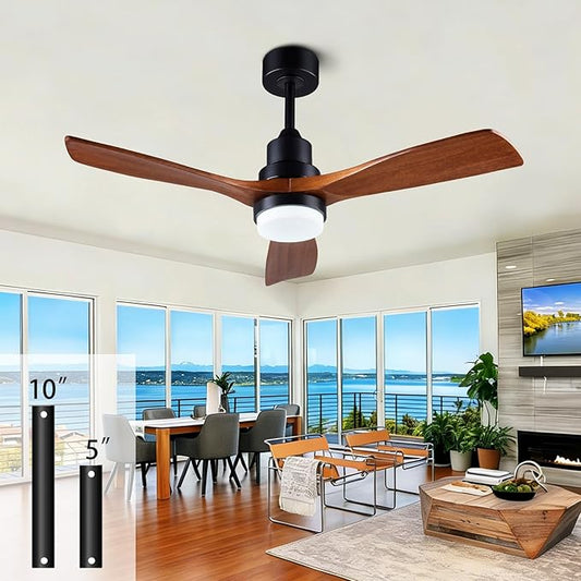 42" Ceiling Fans [with Lighting Remote Control], Indoor Outdoor Modern Wooden Ceiling Fan [with 3 Solid Wood Blades] for Kids' Rooms, bedrooms, Offices and More.…