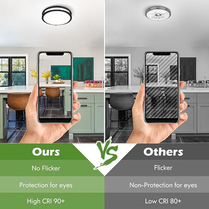 GoBright 13IN Flush Mount LED Ceiling Light Fixture, 2700K/3000K/3500K/4000K/5000K Adjustable Black Ceiling Lights, 36W 3600LM Dimmable Lighting for Hallway Bathroom Kitchen or Stairwell