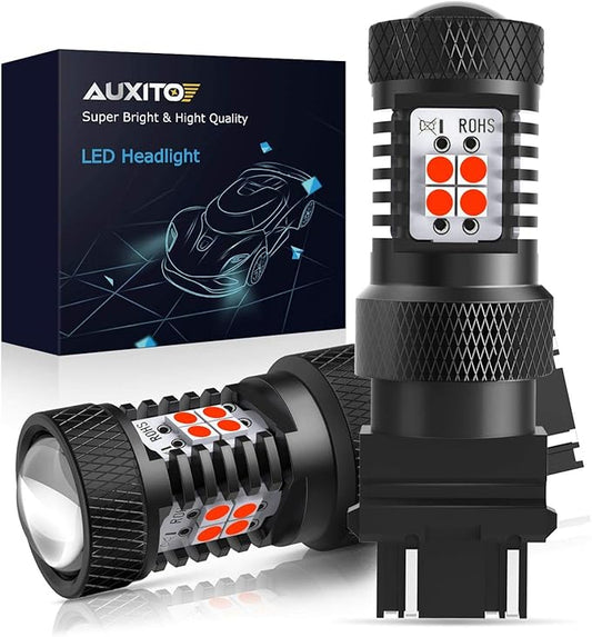 AUXITO Red 3157 Brake Light Bulbs, Ultra Bright 3056 3057 3156 4157 LED Bulbs with 14-SMD 3030 Chipsets for Reverse Backup Turn Signal Brake Lights High Mount Stop Lights Tail Lights, Pack of 2