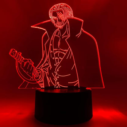 Otaku Lamps Shanks One Piece – Anime Lamp Figure Night Light, 16 Color RGB LED – 3D Anime Room Décor Gift for Otaku