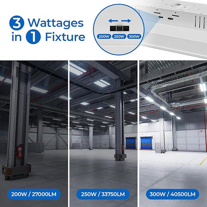 CINOTON 3FT 300W/250W/200W LED Linear High Bay Light, 100-277V Linear Shop Light Commercial, 5000K High Bay LED Shop Lights for Warehouse, Garage Factory, UL Listed 1 Pack
