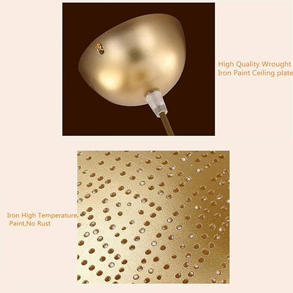 Vintage Chandelier, Turkish Lamp Moroccan Etching Pendant Light, Industrial Porous Arabic Ceiling Light Fixture Pendant Lighting for Kitchen Island Restaurant Hallway Foyer (Gold)