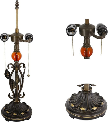 Tiffany Table Lamp Grapes Stained Glass Desk Reading Light 16X16X24 Inch Metal Leaf Base for Bedroom Living Room Home Office