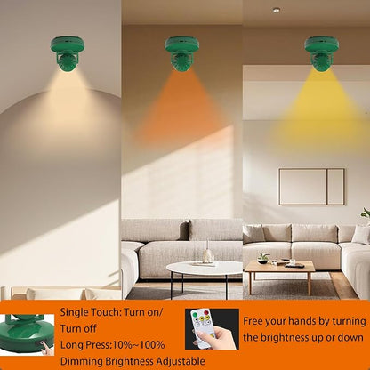 2Pack Rechargeable Wireless Spotlights, Rechargeable Uplighting Indoor with Remote Dimmable, Tree Spotlight Indoor Battery Powered Ceiling Spotlight for Artwork Picture Painting Plant