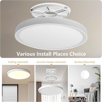 4PK 12 Inch LED Flush Mount Ceiling Light, 24W, 2520LM, 3000K/4000K/6000K CCT Selectable Super Slim LED Ceiling Light, Close to Ceiling Round Flat Panel Light for Hallway, Bedroom,Kitchen ect
