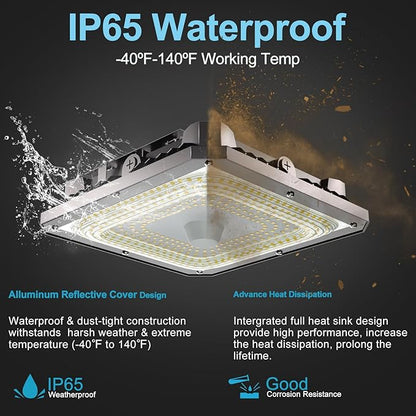 Lightdot 2Pack 150W Garage Led Ceiling Lights, Large Coverage 22500LM Canopy Lights Outdoor LED for Garage Carport Entrance Porch Barn 5000K, 100-277V IP65 Waterproof, ETL Listed