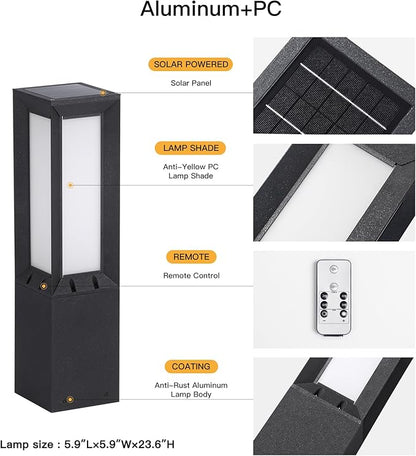 MVBT Solar Pathway Lights Outdoor, 23.6" Landscape Path Lights, IP65 Waterproof Solar Bollard Light, Dusk to Dawn Modern Lamp Path Light, 3000K Commercial Pathway Lighting for Driveway Walkway Patio