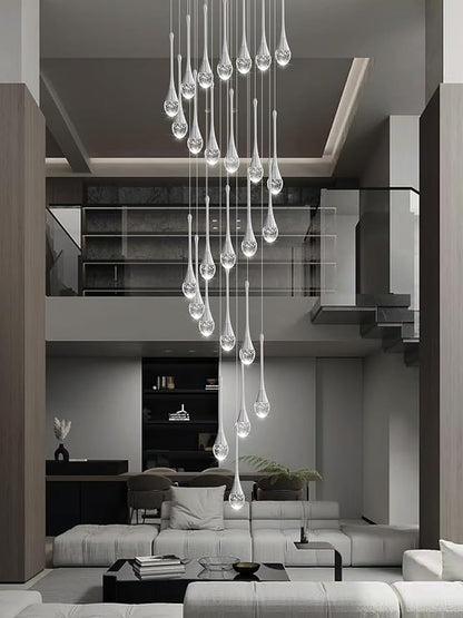 ykolupty 138" Large Crystal Chandelier for High Ceiling Modern K9 Crystal Raindrop Chandeliers Lighting Round Ceiling Light Entryway Staircase Foyer Villa LED Dimmable 2700-6000K