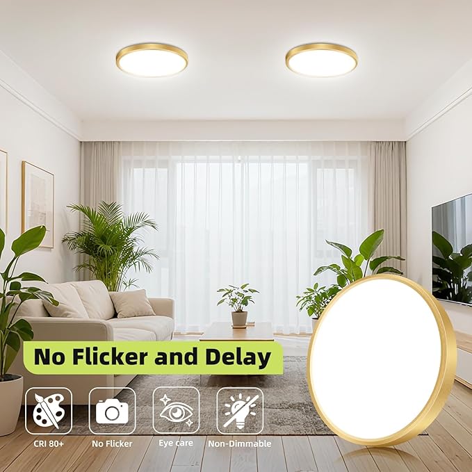 hepside 4PACK Flush Mount LED Ceiling Light Fixture 5CCT 7Inch 15W & 100W Equivalent Closet Light Fixture,Small Round Slim Surface Ceiling Lamp for Hallway,Bathroom,Bedroom,Kitchen,Interior
