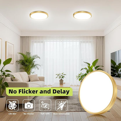 hepside 2PACK Flush Mount LED Ceiling Light Fixture 5CCT 7Inch 15W & 100W Equivalent Closet Light Fixture,Small Round Slim Surface Ceiling Lamp for Hallway,Bathroom,Bedroom,Kitchen,Interior