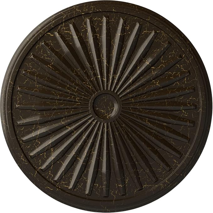 Ekena Millwork CM33LESHC - 33 1/8"OD x 3 1/2"ID x 1 3/8"P Leandros Ceiling Medallion (Fits Canopies up to 5") - Ceiling Medallion, Stone Hearth Crackle