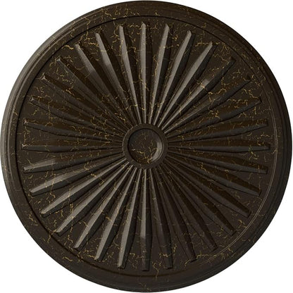 Ekena Millwork CM33LESHC - 33 1/8"OD x 3 1/2"ID x 1 3/8"P Leandros Ceiling Medallion (Fits Canopies up to 5") - Ceiling Medallion, Stone Hearth Crackle