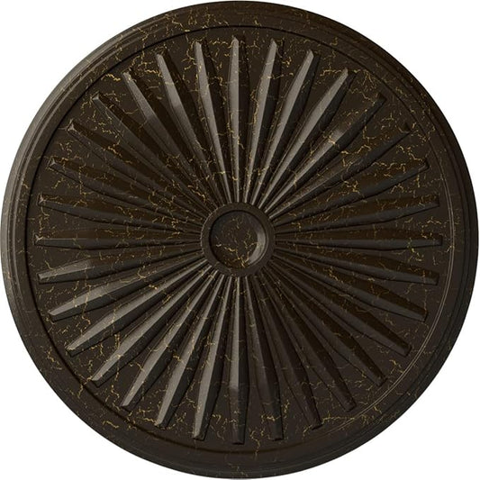 Ekena Millwork CM33LESHC - 33 1/8"OD x 3 1/2"ID x 1 3/8"P Leandros Ceiling Medallion (Fits Canopies up to 5") - Ceiling Medallion, Stone Hearth Crackle