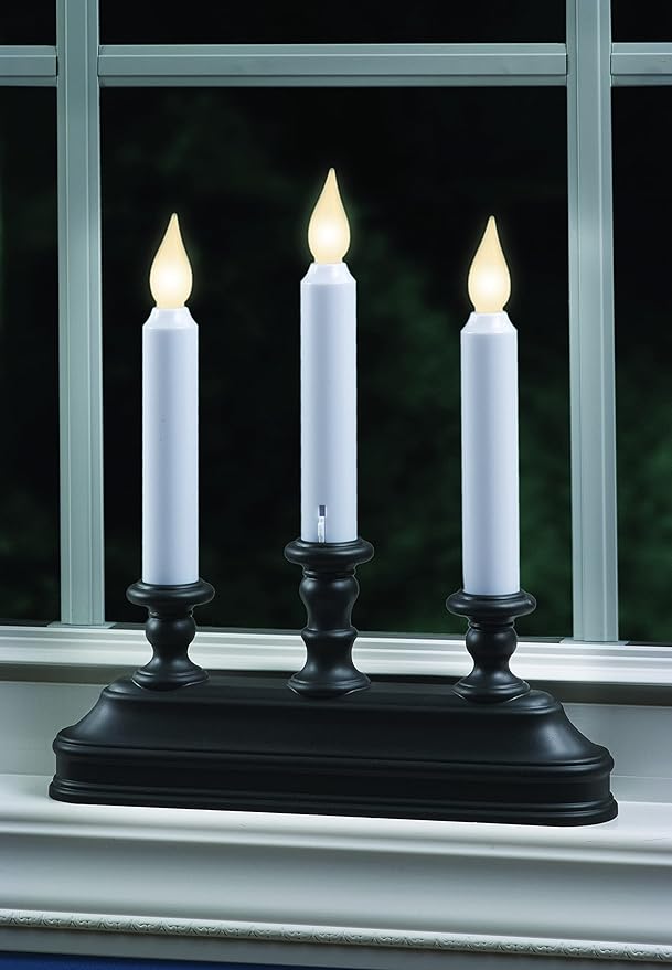 Xodus Innovations FPC1330A-3 Battery Operated 10" Window Candles with Tilt to Change Flame Color and Dusk to Dawn Light Sensor 3 Candelabra Base (Pack of 3), Black/Aged Bronze