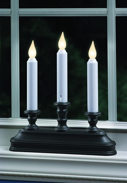 Xodus Innovations FPC1330A-3 Battery Operated 10" Window Candles with Tilt to Change Flame Color and Dusk to Dawn Light Sensor 3 Candelabra Base (Pack of 3), Black/Aged Bronze