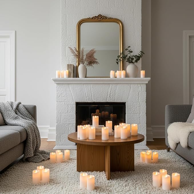 Flameless Candles 4" 5" 6" Outdoor Indoor Pillars Battery Operated Flickering Candles Include 10-Key Remote Timer 400+ Hours by 2 AA Batteries (White Candle - Warm light, 3"D x 4"|5"|6" H - 18 Pack)