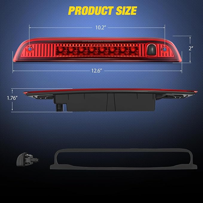 Nilight Third Brake Light Tail High Mount 3rd Stop Lights Red Lens Compatible with Jeep Patriot 2007 2008 2009 2010 2011 2012 2013 2014 2015 2016 2017 Van SUV Rear Center Cab Lamp