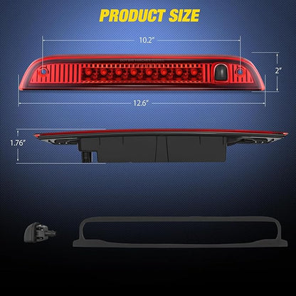 Nilight Third Brake Light Tail High Mount 3rd Stop Lights Red Lens Compatible with Jeep Patriot 2007 2008 2009 2010 2011 2012 2013 2014 2015 2016 2017 Van SUV Rear Center Cab Lamp