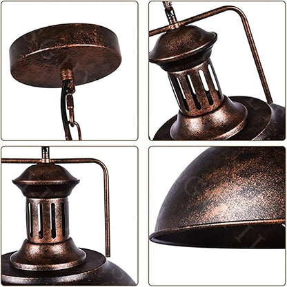 Vintage Industrial Pendant Lights E26 Retro Metal Hanging Lights, Farmhouse Hanging Lamp for Restaurant Kitchen Island Rust Color 40 cm (Bulb not Included)