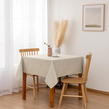 Hiasan 2 Pack Faux Linen Square Tablecloth - Wrinkle and Stain Resistant Washable Table Cloth for Kitchen Dining Room Holiday Table Cover for Party Dinner, Beige, 54 x 54 Inch
