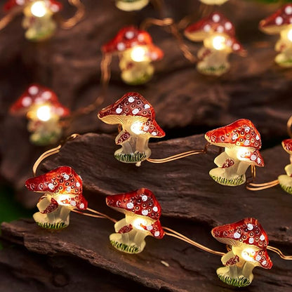 Garden Décor Solar Powered Outdoor String Light Mushroom Lamp Solar Garden Fairy Lights Mushroom Night Lights Gifts Cottage core Décor 14ft 40LEDs Solar Pathway Fence Yard Window Mushroom Decor
