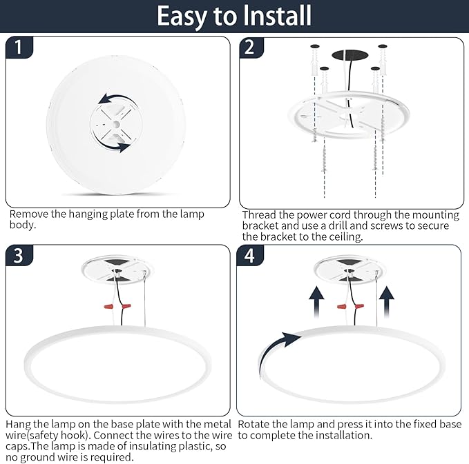 20 Inch Flush Mount Ceiling Light with Remote, 45W Dimmable LED Fixture 4500LM, 3000K-6500K Adjustable, Round Ceiling Lamp for Bedroom, Kitchen, Living Room, Dining Room, Bathroom, White