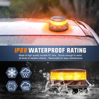 Nilight Amber Beacon Light 12V-24V Aluminum Base Flashing Safety Warning Lights Permanent & Magnet Mount LED Emergency Rotating Strobe Light for Forklift Truck Tractor UTV Snow Plow, 2 Years Warranty