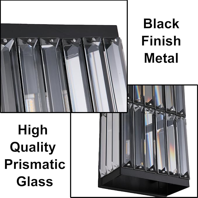 Rustic Black Wall Sconce with Glass Vintage Antique Wall Light Fixture Retro Farmhouse Mid Centry Wall Sconce for Bedroom, Living Room, Mirror, Fireplace