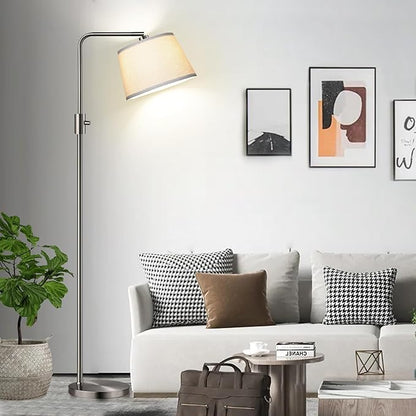 Nintiue 【Upgraded】 Dimmable Floor Lamp, 1000 Lumens LED Edison Bulb Included, Brushed Nickel Arc Floor Lamps for Living Room Modern Standing Lamp Tall Lamps for Living Room Bedroom