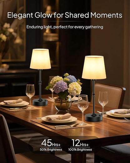EppieBasic Cordless Table Lamp Rechargeable: Fast Charging & Long Lasting - 2700K Warm Light Small Vintage Brass Bedside Lamps - Dinning Living Room Bedroom - 2 Pack