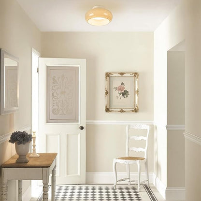 TeHenoo Modern LED Ceiling Light,11 inch,Olive Green Milk Glass Shade,3000K/Warm White/15W,Mid Century Flush Mount Light for Hallway,Laundry Room,Living Room
