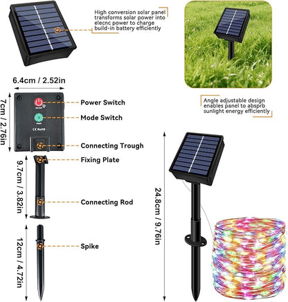 Solar String Lights Outdoor Waterproof 4 Pack Total 132ft 400LED 8 Modes Twinkle Lights Solar Fairy Lights for Patio, Garden Yard Party Tree Christmas Halloween Decoration Multicolor