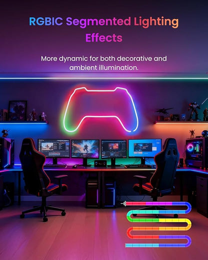 SwitchBot RGBIC Neon Rope Light, 5M Matter-Certified Neon Strip Lights Works with Apple Home, Alexa and Google Home, 16 Million Colors, Music Sync, Scene Modes, LED Neon Lights for Bedroom, Wall Decor